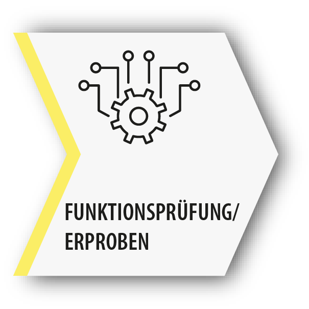 Das gezeigte Symbol besteht aus einem Rad und Linien, die davon abweichen.