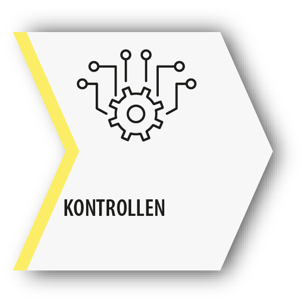 Das gezeigte Symbol besteht aus einem Rad und Linien, die davon abweichen.