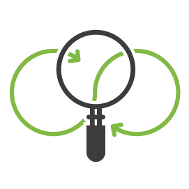 Auf dem Bild ist ein Symbol zu sehen, welches eine Lupe darstellt.