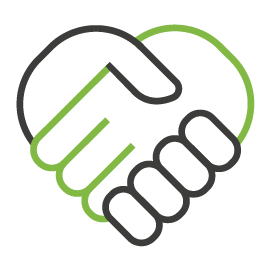 Das Bild zeigt ein Symbol, welches zwei Hände darstellt, die sich berühren.